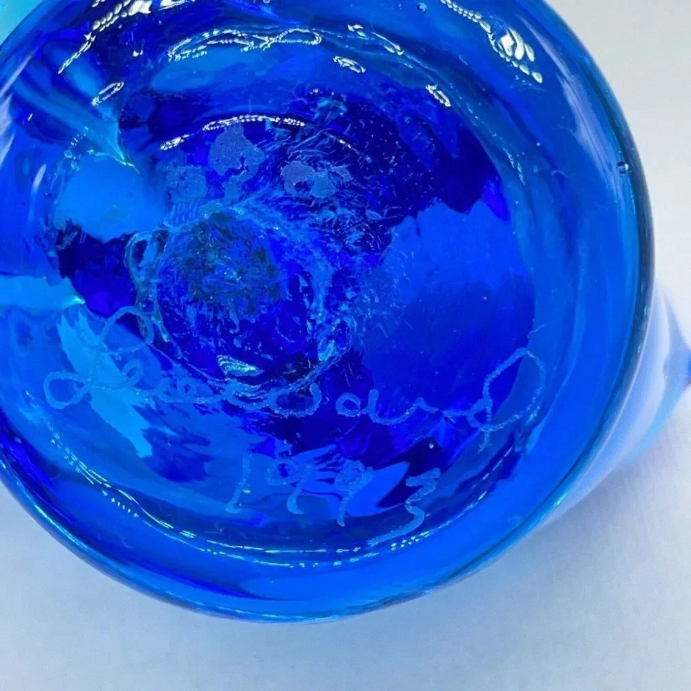 Bluebird Of Happiness Blue Bird Art Glass Figurine 2.75" Signed Leo Ward 1993 - Picture 6 of 8